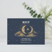 Celestial Starry Night Wedding RSVP Card Karte (Stehend Vorderseite)