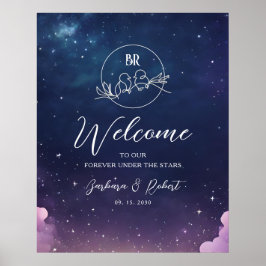 Celestial Starry Night Wedding Welcome Sign Poster