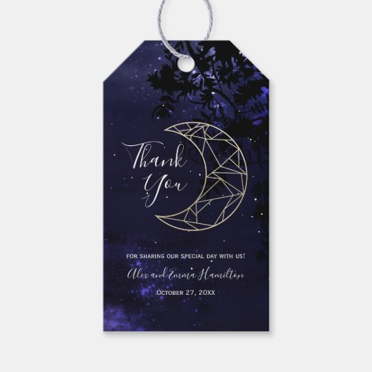 Celestial Starry Sky and Gold Moon Wedding Theme C Geschenkanhänger (Vorderseite)