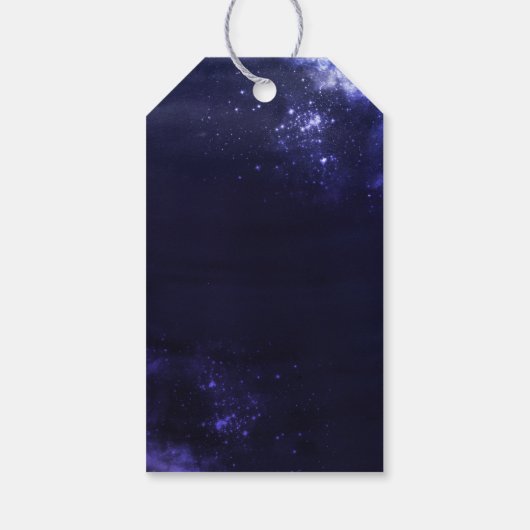 Celestial Starry Sky and Gold Moon Wedding Theme C Geschenkanhänger (Rückseite)