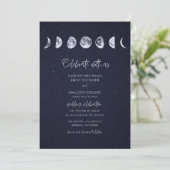 Celestial Starry Sky Moon Phases Celebrate Wedding Einladung (Stehend Vorderseite)