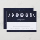 Celestial Starry Sky Moon Phases Wedding RSVP (Vorne/Hinten)