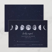 Celestial Starry Sky Moon Phases Wedding RSVP Karte (Vorne/Hinten)