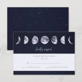 Celestial Starry Sky Moon Phases Wedding RSVP Karte (Vorne/Hinten)