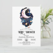 Celestial Starry Stars Baby Shower Einladung (Stehend Vorderseite)