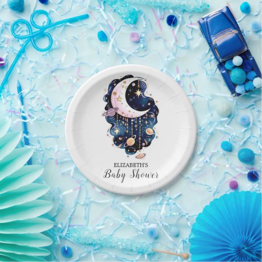 Celestial Starry Stars Baby Shower Pappteller (Party)