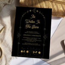 Celestial Stars Black Gold Moon Brautparty