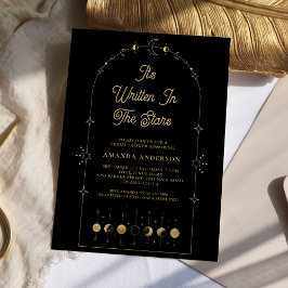 Celestial Stars Black Gold Moon Brautparty Einladung