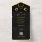 Celestial Stars Crescent Moon Black Gold Wedding All In One Einladung (Innen Boden)