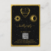 Celestial Stars Crescent Moon Black Gold Wedding Begleitkarte (Vorderseite)