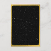 Celestial Stars Crescent Moon Black Gold Wedding Begleitkarte (Rückseite)