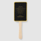 Celestial Stars Crescent Moon Black Gold Wedding Fächer (Rückseite)