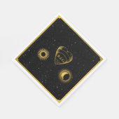 Celestial Stars Crescent Moon Black Gold Wedding Serviette (Ecke)