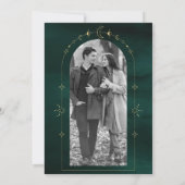 Celestial Stars Emerald Gold Crescent Moon Wedding Save The Date (Rückseite)