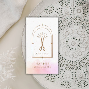 Celestial Stars Hair Stylist Salon   Rosa Gold Visitenkarte