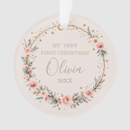 Celestial Stars Moon Baby 1. Weihnachten Ornament (Vorderseite)