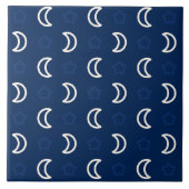 Celestial Stars & Moon Ceramic Tile – Navy Blue Fliese (Vorderseite)