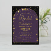 Celestial Stars Moon Gold Boho Arch Brautparty Folieneinladung (Stehend vorne)