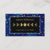 Celestial Stars Moon Phase Navy Blue Gold Visitenkarte (Vorderseite)