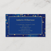 Celestial Stars Moon Phase Navy Blue Gold Visitenkarte (Rückseite)