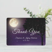 Celestial Stars Moon String Lights Wedding Dankeskarte (Stehend Vorderseite)