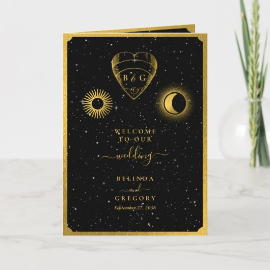Celestial Stars Moon Wedding Order of Service Programm (Vorderseite)