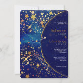 Celestial Stars Nacht Blue Hochzeitseinladung Einladung (Vorderseite)