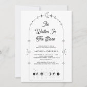 Celestial Stars Schwarz-weiß Moon Brautparty Einladung (Vorderseite)