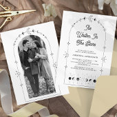 Celestial Stars Schwarz-weiß Moon Brautparty Einladung