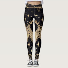 Celestial Stars Sun Moon Leggings