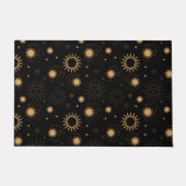Celestial Stars Sun Moon Muster Black Gold Fußmatte (Vorderseite)