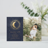 Celestial Stars Two Foto Wedding Dankeschön Card Einladung (Stehend Vorderseite)