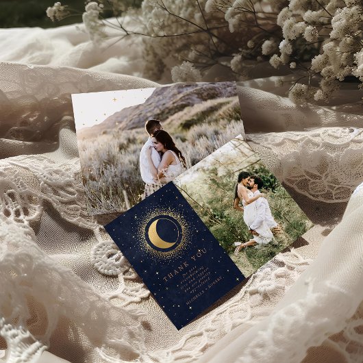 Celestial Stars Two Foto Wedding Dankeschön Card Einladung