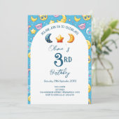 Celestial Stars und Moon Kindergeburtstag Party Einladung (Stehend Vorderseite)