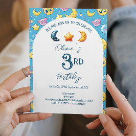 Celestial Stars und Moon Kindergeburtstag Party Einladung