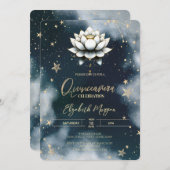 Celestial Stars White Lotus Sky Quinceanera Einladung (Vorne/Hinten)
