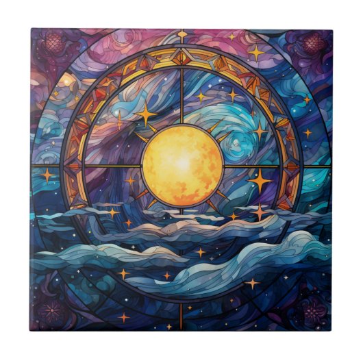 Celestial Stated Glass Keramik Tile Fliese (Vorderseite)