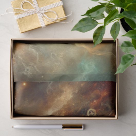 Celestial Steampunk Cat Time Voyage Decoupage Seidenpapier (Geschenk)