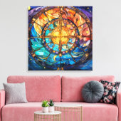 Celestial Stected Glass Leinwand Art (Insitu (Wohnzimmer))