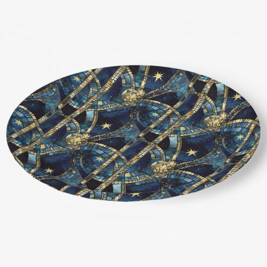 Celestial Stected Glass Pappteller (Schrägansicht)