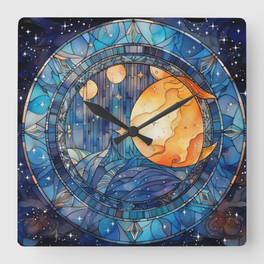 Celestial Stected Glass Wall Uhr (Vorderseite)