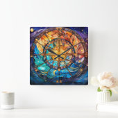 Celestial Stected Glass Wall Uhr (Zuhause)