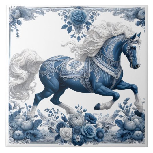 Celestial Steed: Blumensplendor Fliese (Vorderseite)