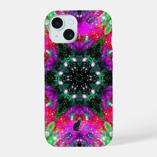Celestial Stellar Kaleid iPhone 15 Hülle (Rückseite)