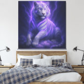 Celestial Storm White Tiger – Electric Blue Aura F Leinwanddruck (Insitu (Schlafzimmer))
