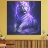 Celestial Storm White Tiger – Electric Blue Aura F Leinwanddruck (Insitu (Wohnzimmer))