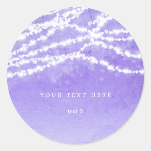Celestial String Lights Lila rustikale Stickers (Vorderseite)