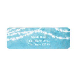Celestial String Lights Rustic Blue Address Labels