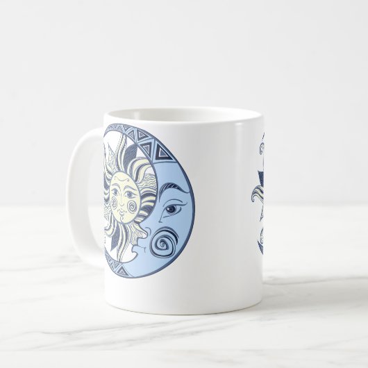 Celestial Sun And Moon Boho Kaffeetasse (Vorderseite Links)