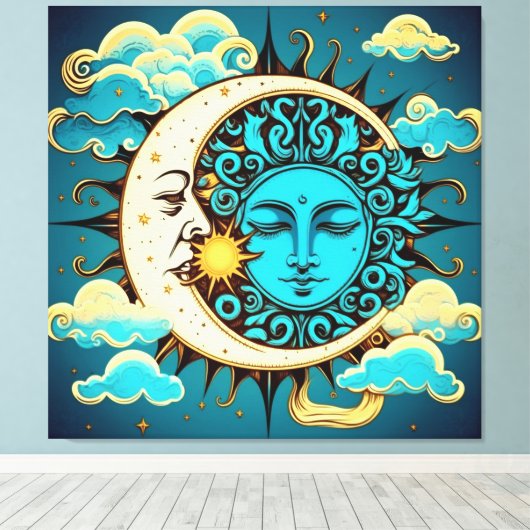 Celestial Sun and Moon Leinwanddruck (Insitu (Holzboden))